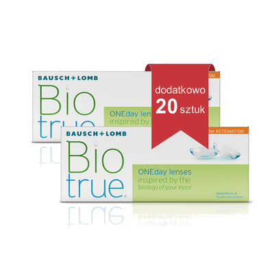 Zestaw 2x Soczewki jednodniowe toryczne Bausch + Lomb Biotrue ONEday for astigmatism 30 szt. + 20 sztuk soczewek